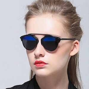 Fashion Sunglasses Women's Mirrored Lens Round Frame Trendy‎ Shades Beach Lentes